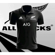 All Black Travel Jersey DX4 | Rugby Polo | Baju Berkolar | Rugby | Baju Official