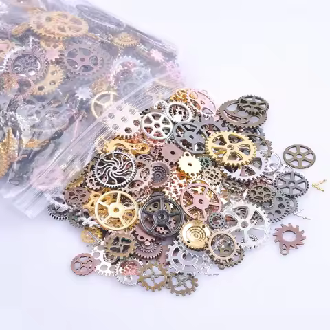 Vintage Random Punk Clock Gear Watch Charms Wholesale Mix Color Mechanical Steampunk Pendant For Jew