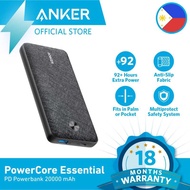 Essential Anker Powercore 20000 PD Powerbank, Portable 20000Mah, 20 Watts USB C Fast Charger, Mah,