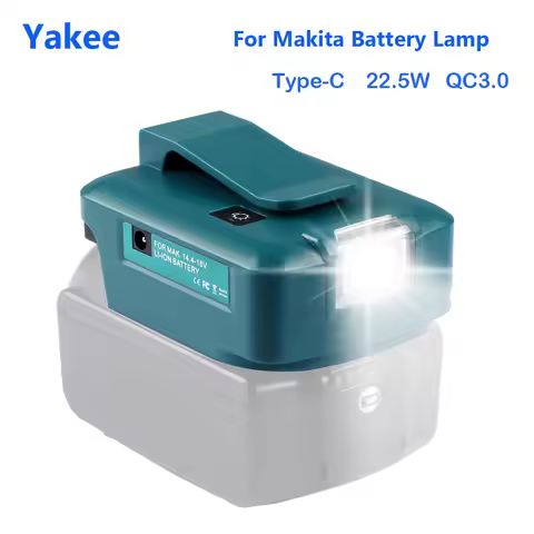 Tool Battery LED Light 230lm Adapter for Makita 14V 18V Battery with USB Type-C output Plug Power ba