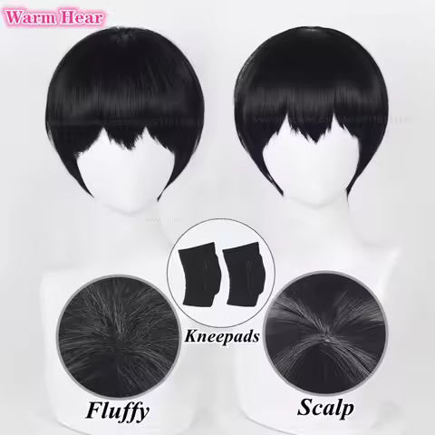 2 Styles Kageyama Tobio Synthetic Wig Anime Short 28cm Black Cosplay Anime Wig Heat Resistant Hair H