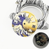 GS Modified NH35 Mechanical Watch Dial Surface New Product Strong Green Night Light Kanagawa Surf Di