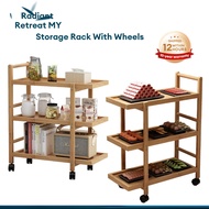 【Ready Stock】Storage Rack With Wheels Kitchen Rack Bamboo Storage Shelf Trolley Rak Buku 置物架