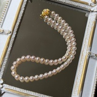 再入荷 日本直送 7.5mm桃色系 Akoya珍珠項鍊 串珠項鍊 玫瑰花釦