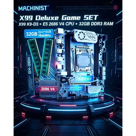 MACHINIST X99 K9 D3 Motherboard LGA 2011-3 Optional Kit with Intel Xeon E5 2686 V4 CPU 32GB DDR3 Mem
