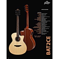 BROMO AUDITORIUM GUITAR, CUTAWAY WITH EQ SOLID SPRUCE TOP, natural w/Bag (BAT2CE) TAHOMA SERIES ORIG