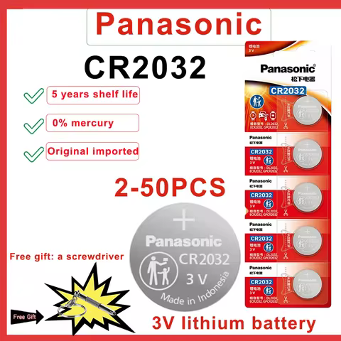Original Panasonic 2-50PCS CR2032 3V Lithium Battery DL2032 BR2032 5004LC 2032 for watch, toys, car