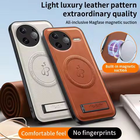 Magnetic Stand Holder Leather Phone Case For Xiaomi Poco C75 F7 Ultra X7 Pro Wireless Charging Logo 