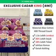 Cadar King Size Getah Keliling 4 in 1 Bed Sheet King Bedsheet Cadar Tilam King Sarung Tilam Bedsheet
