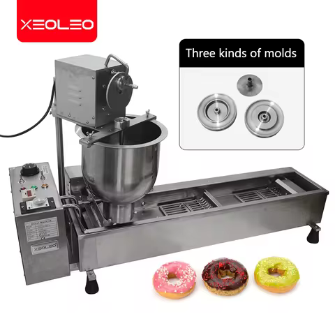 XEOLEO Commercial Electric Donut Maker Machine Ball Shape Donut Machine Cake Donuts Fryer Automatic
