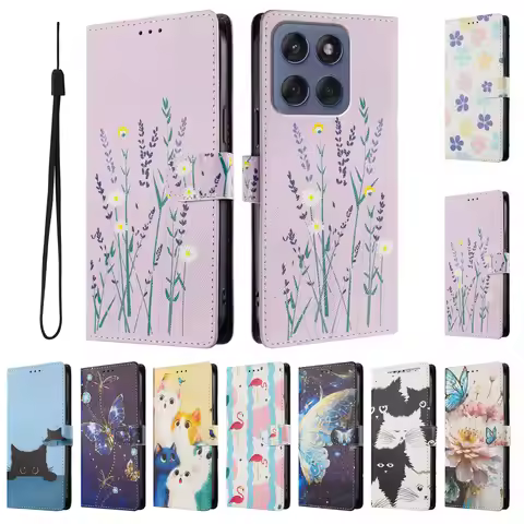 Pattern Flip Phone Case on For Motorola Moto G06 G86 G15 Power G56 G66J G05 G85 G75 G55 G45 G35 Wall