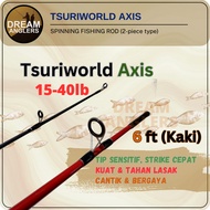 Tsuriworld Axis 6 Feet 15-40lb 2-Piece Spinning Fishing Rod Joran Ikan