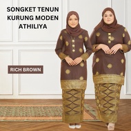 BAJU RAYA 2025 VIRAL KURUNG MODEN SONGKET TENUN COTTON BUNGA TABUR RICH BROWN PEREMPUAN PLUS SIZE | 