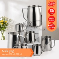 MILK JUG PITCHER GLASS STAINLESS STEEL BARISTA LATTE ART KITCHEN MEASURING GLASS CUP