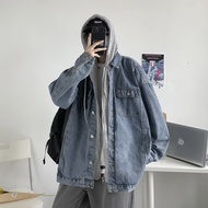 Denim Jackets Fake two denim jackets for spring autumn casual men's Korean version trendy loose and versatile hooded jacket jiahuiqi