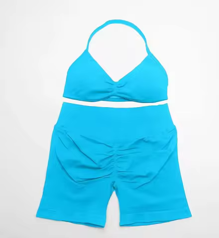 LOGO Two-piece yoga set, women's activewear, cami strap bra and shorts, Pilates apparel, sports work