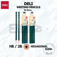 Deli HB/2B Pencil 10 Sticks HB/2B Hexagonal Pencil School Pencil HB/2B Pensel Sekolah HB/2B 铅笔 六角铅笔 