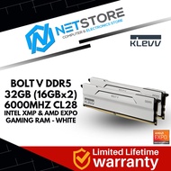 KLEVV BOLT V DDR5 32GB (16GBx2) 6000MHZ CL28 INTEL XMP & AMD EXPO GAMING RAM - WHITE - KD5AGU880-60B