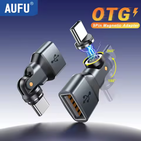 AUFU 9pin Type C to USB Adapter Magnetic Type C IOS Micro Female to USB A Male Converter For Macbook