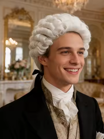White Baroque Style Judge Lawyer Wig, Pre-styled Curly Synthetic Hair for Colonial Costume, Cosplay,