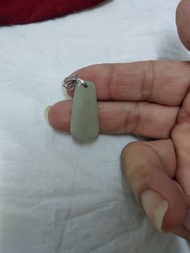 天然翡翠糯冰陰雕佛公牌(925銀扣)