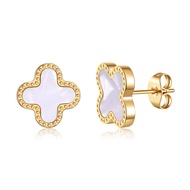 18K Gold Plated Clover Earrings for Women White Van Cleef Clover Stud Earrings Four Leaf Lucky Dangl