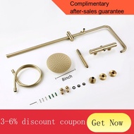 YQ4 Thermostatic Shower Set Brushed Gold Faucet Brass Temperature Bathroom System Mixer Tap Rain Head Wall-Mount Handhel