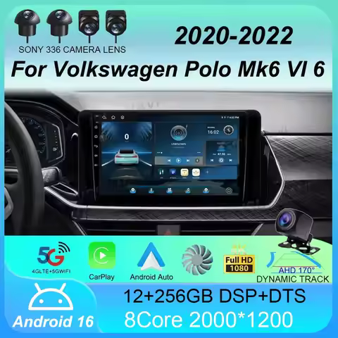 Android 16 For Volkswagen Polo Mk6 VI 6 2020 - 2022 Car Radio Multimedia Video Player Navigation GPS