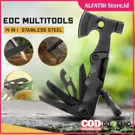ZEST Multifunction Hammer Screwdriver Wrench Portable EDC Multitools 14 in 1 - KA-62X - Black - 7RTP