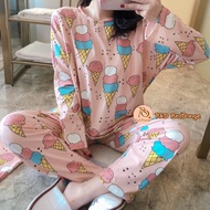 COD R O LP Terno Pajama Long sleeve  Yazi  for adult sleepwear set for women