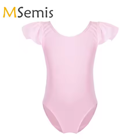 Teen Girls Swimsuit For Gymnastics Ballet Leotard Dress Ballerina Ruffled Cotton Ballet Dress Gymnas