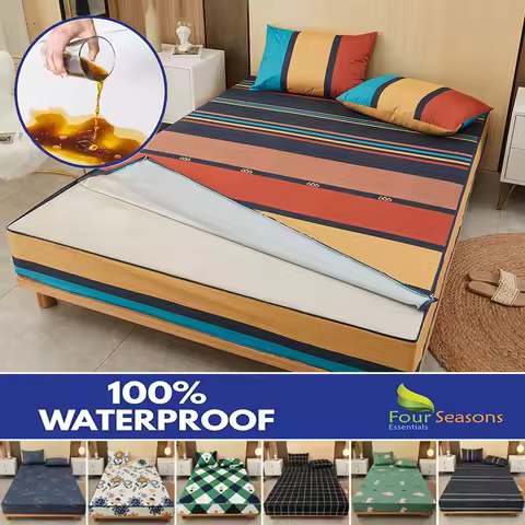 Six-Sides Fully Enclosed Waterproof Mattress Cover with Zipper Anti-mite Dust-proof Fitted Sheet Rem