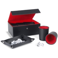 Leather Dice Cup Set, 6 Leather Dice Cups+30 Dice+1 Folding Tray Exclusive Storage and Transport Cas