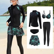 SAF - MORA black green bikini set 5 pcs woman premium women's swimsuit + leggings swimsuit beach ski