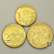 Serbia Full Set of 3 Coins 1 2 5 Dinar Brand New UNC Coupons Unpacked European Foreign Currency Coin