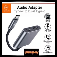 Mcdodo Original 60W PD USB C To Dual Type-C 1 to 2 Splitter Headphone Digital Audio Adapter DAC HIFI