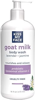 Kiss My Face Goat Milk Body Wash - Lavender &amp; Jasmine Body Wash with Goat Milk and Argan Oil – 16 Ounce Bottle (Lavender &amp; Jasmine, Pack of 1)