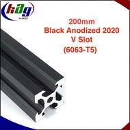 200mm Aluminium Profile V-Slot Black Anodized 2020 (6063-T5)
