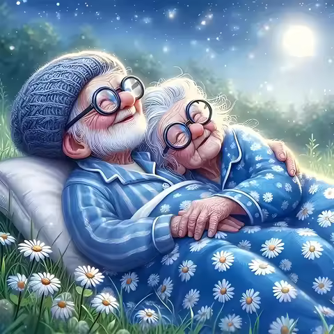 Grandparents' Warm Moment DIY Diamond Painting Kit, frameless full diamond art, size 11.81x11.81 inc