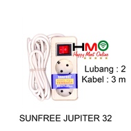 Sunfree Stop Kontak 3 Meter + 2 Lubang Colokan Listrik Sunfree 32