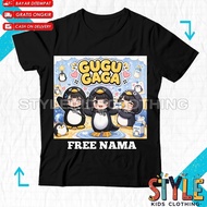 Gugu Gaga Penguin Kids T-shirt with Free Name Cute Gugu Gaga Penguin Kids T-shirt/