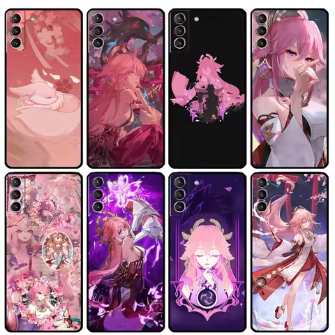 Genshin Impact Yae Miko Phone Case For Samsung Galaxy S23 S21 FE S22 Ultra Note 20 10 S8 S9 S10 Plus