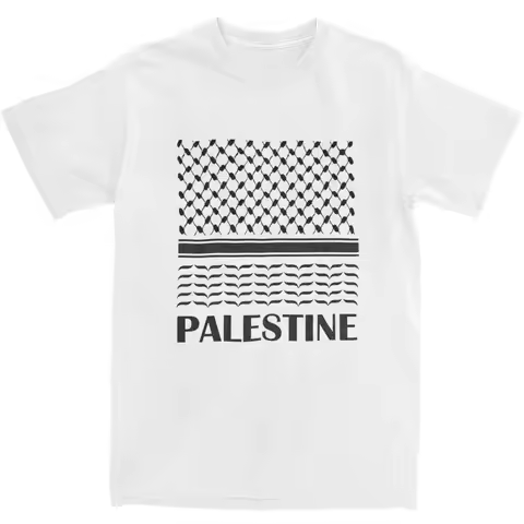 Vintage T-Shirt Palestine Map Cotton T Shirts Palestinian Kufiya Fashion Tshirt for Adult Summer Y2K