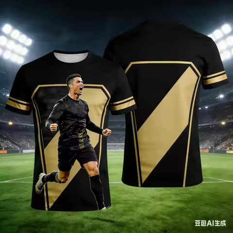 Men's CR7 Football Pattern T-shirt 3D Printed Football Suit Oversized Football Enthusiast Sportswear