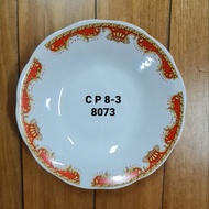 PROMO!!! Piring Keramik Mahkota Hijau,Merah dan Coklat 12 Pcs / Piring Makan Keramik Ukuran 20,5 cm