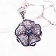 [SG Stock] Vintage Flower Long Pendant Necklace Woman Fashion Jewellery