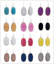 Resin Drusy Dangle Earrings Oval Hexagon Druzy Charms Earings Brand Jewelry for Women Party Gift