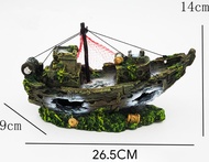 Mô hình Xác Tàu Thuyền Đắm - Thùng Gỗ Mục - Xác Máy Bay - Tàu Ngầm trang trí bể cá tiểu cảnh non bộ
