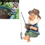 LISHU Fishing Gnome Sitter Funny UV Resistant Resin Decorative Outdoor Garden Lawn Gnome For Yard La