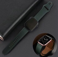 二手僅試用/錶帶 適用於apple watch 7/3/4/5/6/SE 手錶錶帶 蘋果錶帶 皮質錶帶 iwatch錶帶 錶帶 穿扣寬-松針綠
